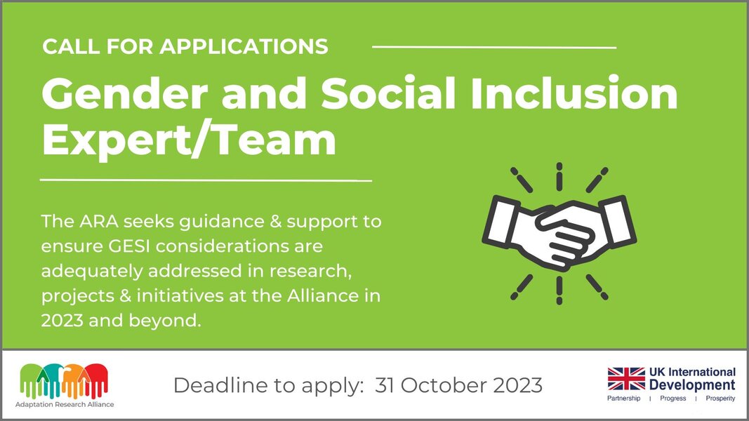 ARA Vacancy: Gender and Social Inclusion Expert/Team (Call Closed)