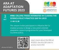 Session #988: Calling those interested in closing the science-policy-practice gap in LDCs! 