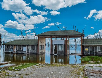 Flooded large house